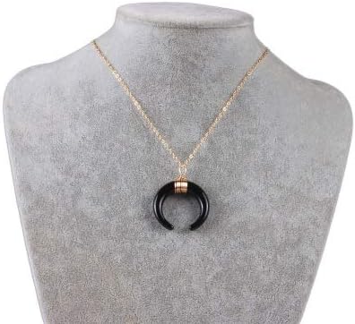 JczR.Y Resin Moon Necklace Vintage Big Horn Crescent Necklace Pendant for Women Boho Beach Jewelry Gifts...