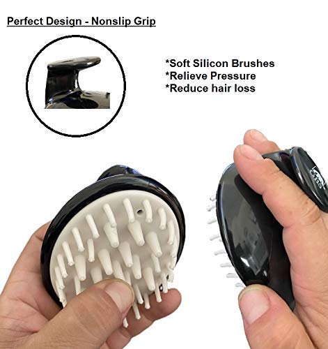 G.B.S Hair Scalp Massager Shampoo Brush, Soft and Flexible Silicone Bristles, Hair Care Tool for Women Men Daily Grooming, Pack of 3, Black...
