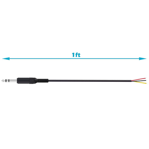 Fancasee 2 Pack Replacement 6.35mm Male Plug to Bare Wire Open End TRS 3 Pole Stereo 1/4" 6.35mm Plug Jack Connector Audio Cable for Microphone Sp...