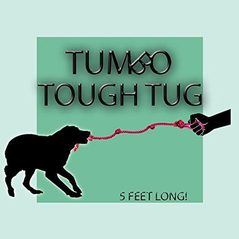 Tough Tug Rope Dog Toy - (Pink 5 ft Long Strong and Durable Rope Pull Toy with Handle) TUG of WAR Dog Toy...