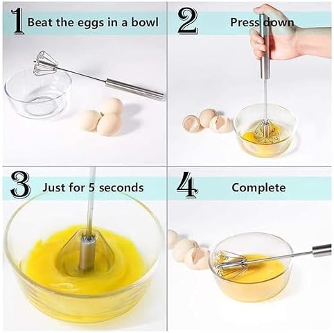 Power Free Hand Press Stainless Steel Egg Beater/Lassi/Butter Milk Maker/Mixer Hand Blender/Rawai, Frother, Stirring Hand Press Blender Pack of 1...