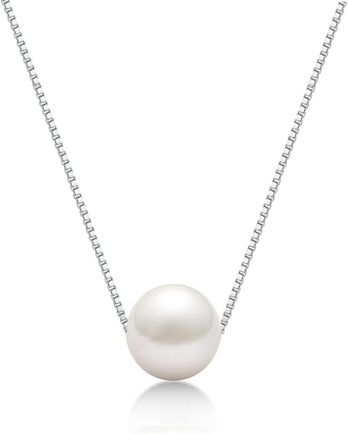 Rnivida 925 Sterling Silver Single Pearl Pendant Necklace, Simple Pearl Necklace...