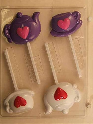 Tea Pot and Tea Cup Lollipop with Hearts Lollipop Candy Mold V262...