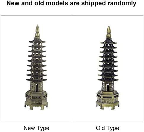 Tower Statue Tower Model Metal Alloy Pagoda Zen Garden Miniature Feng Shui Decoration for Office Home Desktop Ornaments Collectible Figurines...