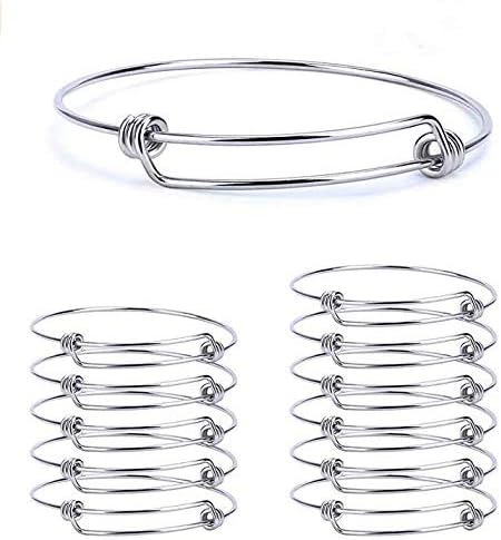 Serdokntbig Yumei Jewelry Adjustable Wire Blank Bangle Bracelet for Womens DIY Jewelry Making,2.6 Inch,Pack of 20...