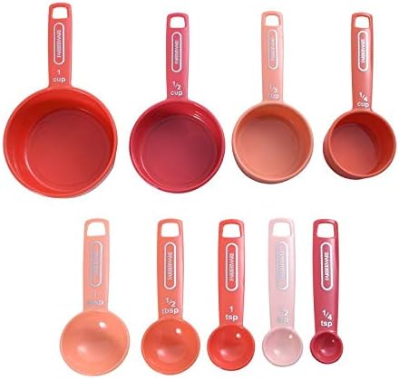 Farberware Measuring Cups and Spoons Set (9-Piece, Coral Ombre)...