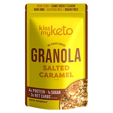 Kiss My Keto Granola Cereal – Salted Caramel Keto Granola Low Carb Cereal (2g-Net) Low Sugar Granola – Grain Free Granola Keto Cereal, Gluten Free...