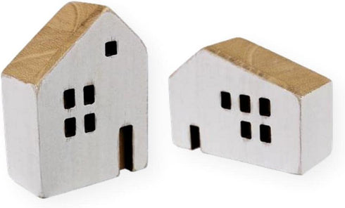 The Bridge Collection Small Wooden House Figurine Set of 2...