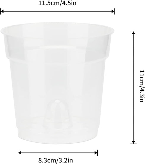 KINGLAKE GARDEN Clear Orchid Pots,4.5 Inch Clear Plastic Orchid Pots with Holes,16 Pack Clear Orchid planter Orchid Pots Plant Pots for Indoor Out...
