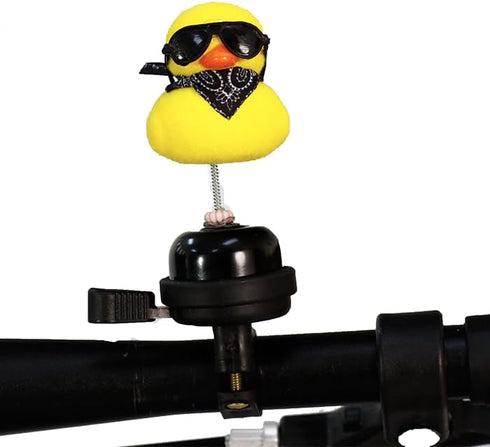 Bobbleheads Yellow Duck Bike Bell Spring Loaded Yellow Duck Bicycle Bell Bike Bells for Kids Bike Accessories a bicycle bell with 3 little yellow ...