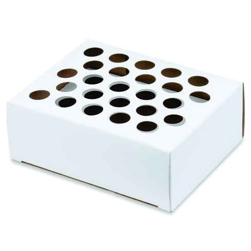 16x125mm Plastic Test Tube Set with Caps and Rack, Polypropylene, Natural Tubes, Red Caps, and Cardboard Rack, Karter Scientific (Pack of 25)...