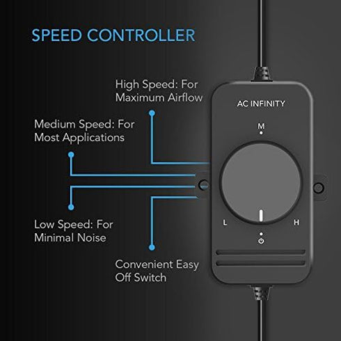 AC Infinity, Fan Speed Controller for 100 to 125V AC Axial Muffin Cooling Fans, Dual Connector, for DIY Cooling Ventilation Exhaust Projects...