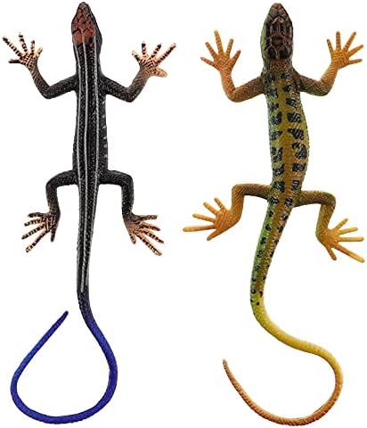 NUOBESTY Realistic Fake Lizards Artificial Model Reptile Lizard Plastic Lizards Action Figures Trick Playthings, 2Pcs...