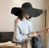 1Pcs Women Wide Brim Straw Hat Foldable Beach Floppy Sun Hat Black...