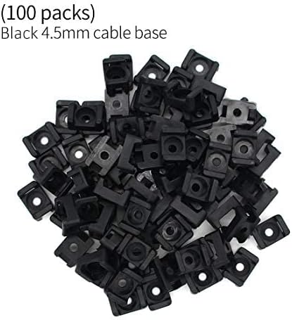 (100 Of Pack) Black 4.5mm Cable Tie Mount Base Saddle Type Mount Screw Wire Bundle Base Holder Width Cable Large Size 0.6 inch...