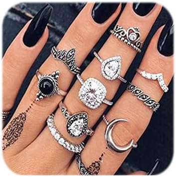 Rings Black Rings Goth Rings for Women Rings for Teen Girls Womens Rings Cute Rings Stackable Rings Set?12Pcs(Rings Size 3.5,4,5,5.5,6,6.5)...