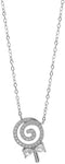Kokoma Dainty Lollipop Pendant Necklace 925 Sterling Silver CZ Crystal Sugar Bow Knot Sweet Candy Choker Necklaces Chain Link Cute Jewelry Gifts f...