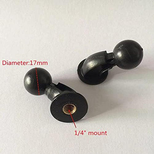 2 Pack 1/4 inch to 17mm Ball Mount Adapter Swivel Bolt for Tripod Selfie Grip Stand Head Phone Pad Tablet Clip Cradles Clamp Holder Connector, Bla...