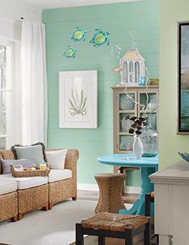 YOUIN Set of 3 Metal Sea Turtle Beach Theme Decor Wall Art Decorations for Indoor Outdoor Bathroom Garden...