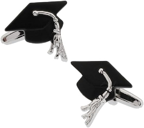 Graduation Cap Mortarboard Mortar board Hat Pair Cufflinks in a Presentation Gift Box & Polishing Cloth...