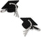 Graduation Cap Mortarboard Mortar board Hat Pair Cufflinks in a Presentation Gift Box & Polishing Cloth...