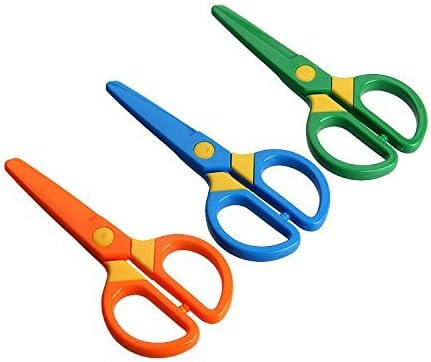 Plastic Safety Scissors, Toddlers Training Scissors, Pre-school Training Scissors and Offices Scissors Kids Paper-Cut (3pcs &Paper Cutting)...