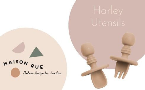 Harley Utensils Baby Silicone Fork and Spoon Set (Olive)...