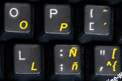 Spanish Latin American Keyboard Stickers Transparent Background Yellow Letters for Any Laptop Computer PC Desktop Notebook...
