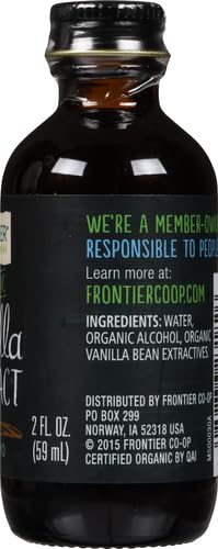 Frontier Co-op Organic Vanilla Extract, 2 Ounce Glass Bottle, Buttery Smooth, Sugar-Free Flavor For Smoothies and More...