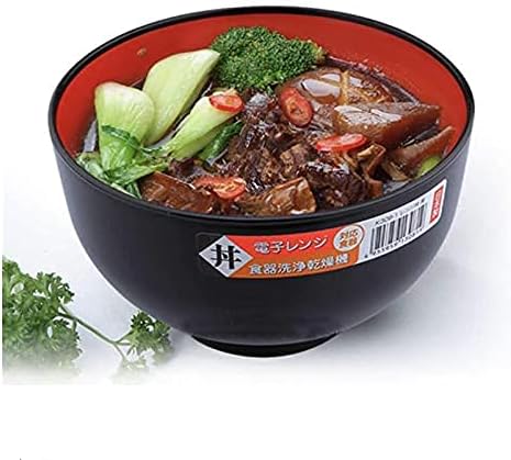 JapanBargain, Set of 2 Japanese Large Ramen Bowls – 38oz Pho, Udon, Noodle, and Cereal Bowls – Black and Red Lacquer Plastic – Microwave & Dishwas...