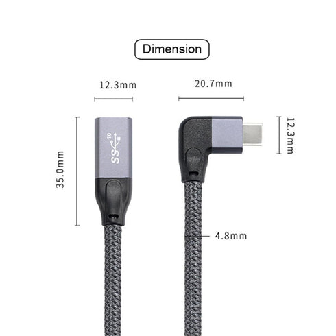 xiwai Left Right Angled USB-C USB 3.1 Type C Male to Female Extension Data Cable with Sleeve for Laptop...