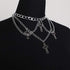 COLORFUL BLING Goth Cross Choker Necklace Gothic Layered Chunky Pendant Necklaces Egirl Silver Plated Long Multilayer Chains 40 inches For Women T...