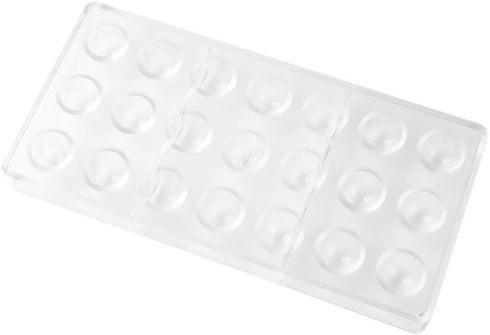 Restaurantware Pastry Tek 10.8 x 3.5 Inch Chocolate Mold, 1 Half Sphere Candy Mold - 21 Compartments, Freezer-Safe, Clear Polycarbonate Semi Spher...