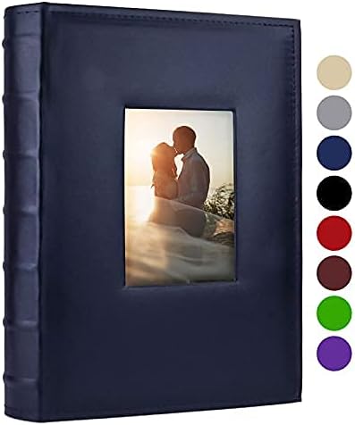 Vienrose Photo Album 4x6 300 Photos with Memo Area Leather Cover Large Capacity Slip-in Pictures Book for Wedding Baby Vacation, Blue...