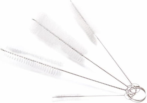 4 Pack Stainless Steel White Bristle Aquarium Tank Cleaning Brush, Nylon Long Fish Tank Tube Washing Brush Cleaner Clean Tool for Kitchen Sink, Gl...