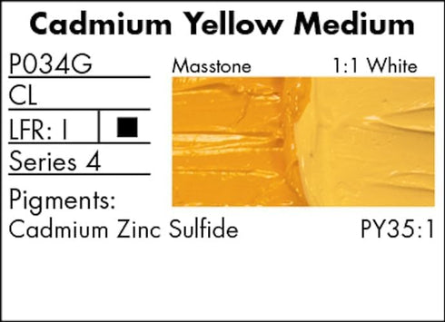 Grumbacher Pre-Tested Oil Paint, 37ml/1.25 Ounce, Cadmium Yellow Medium (P034G)...
