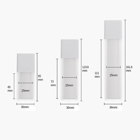 2 Pcs Frosted Plastic Airless Pump Bottles Refillable Foundation Bottles Empty Cream Lotion Bottles Square Essence Dispensers 50ML...