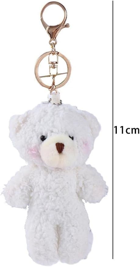 1Pc Brown Bear Pink Heart Mini Plush Stuffed Keychain For Backpack,Soft Cotton Key Chain Keychain For Gift Graduation Party Favors Bag DIY Keychai...