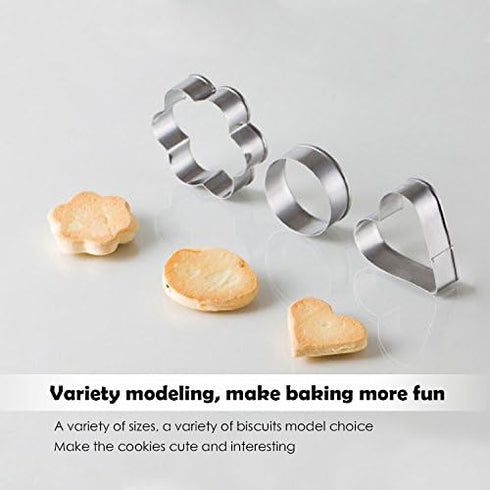 Mini Cookie Cutters Set- Small Heart Star Flower Round Square Hexagon Oval Diamond - 30Pcs Stainless Steel Cookie Cutters - Polymer Clay Cutters M...