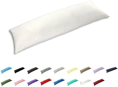 TAOSON 100% Cotton 300 Thread Count Body Pillow Cover Pillowcase Pillow Protector Cushion Cover with Zippers Only Cover No Insert (White,21"x54")...