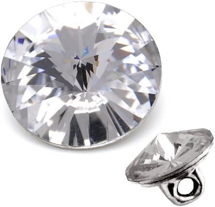 10-pcs 11mm Austria Crystal 1122 Rivoli Button with Shank, SW-1122BT (Crystal)...