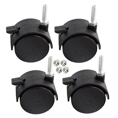 DICASAL 2" Shelving Caster, Swivel Stem Caster Wheel with 1/4" - 20 x 1" Thread Stem for Small Shelf and Furniture Pack of 4(with Brakes)...