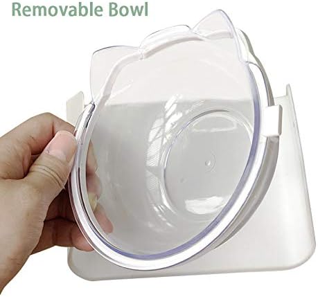 Adjustable Transparent Tilted Bowl Feeder with Raised Stand for Cat Pet(White)...