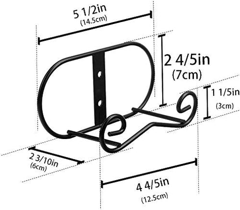 LIONWEI LIONWELI Wall Mount Plate Display Stands - 2 Pack Black Iron Easel Holders - Vertical Wall Hangers for Decorative Plates, Picture Frames, ...