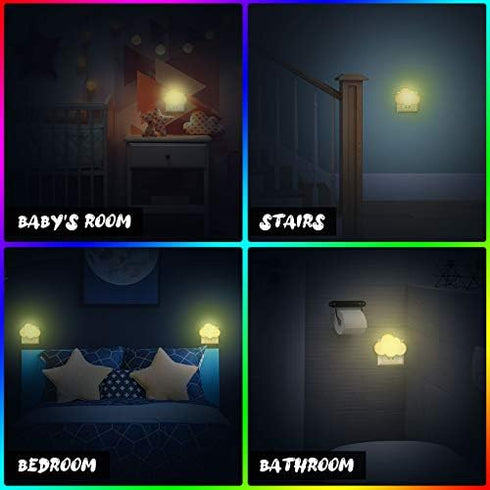 Mudder 2 Pack Night Light Plug into Wall Soft LED Night Light Cute Wall Nursery Lamp Warm Sensor Plug-in Intelligent Nightlight for Bedroom Hallwa...