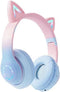 New Headworn Cat Ear Glow kids Wireless Bluetooth Headphones with Built-in Mic Children's Gift noise cancelling Earphones (Blue)...