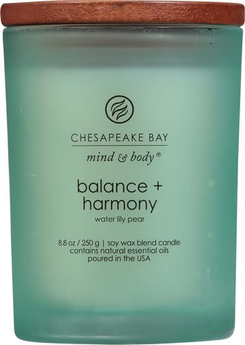 Chesapeake Bay Balance + Harmony Scented Candle Water Lily Pear Fragrance 50 Hours Burn Time Warm & Decorative Soy Wax Blend...