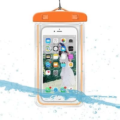 Luminescent Waterproof Phone Case Deep Water Protection IPX8 100 Feet fits all Smartphones Dark Find Function (Orange)...