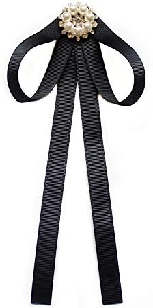 Black Bow Brooches Pin For Woman Girls Pre-Tied Collar Neck Clips Bow Tie JW59...