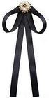 Black Bow Brooches Pin For Woman Girls Pre-Tied Collar Neck Clips Bow Tie JW59...